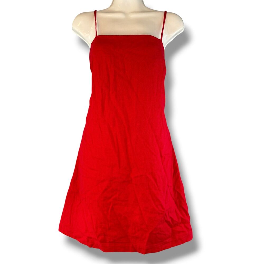 'A New Day' Red Linen Blend A-Line Sleeveless Dress Sz S Boho Casual Lightweight